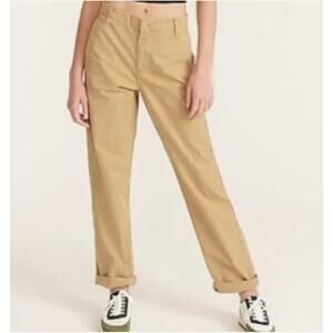 Women's J.Crew Slouchy Boyfriend Straight Leg Tan Khaki Chino Pants Size 31